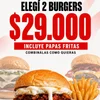 2 BURGER DOBLE A ELECCION + PAPAS FRITAS (ESTUCHE )