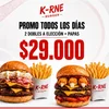 2 BURGER DOBLE A ELECCION + PAPAS FRITAS (ESTUCHE )